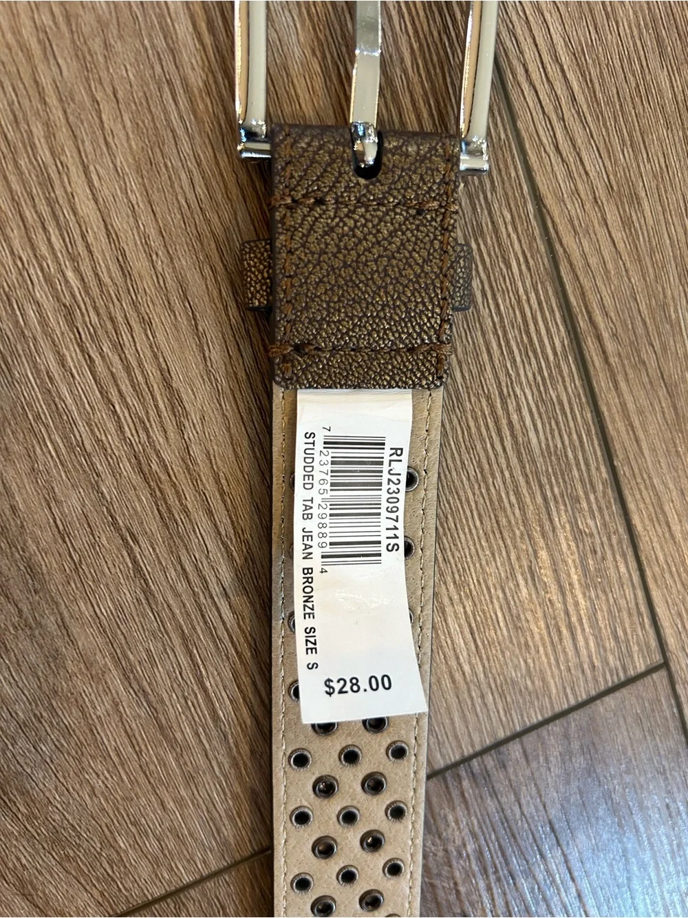 NWT Studded Belt Womens S Brown Bronze Grommet Western Boho